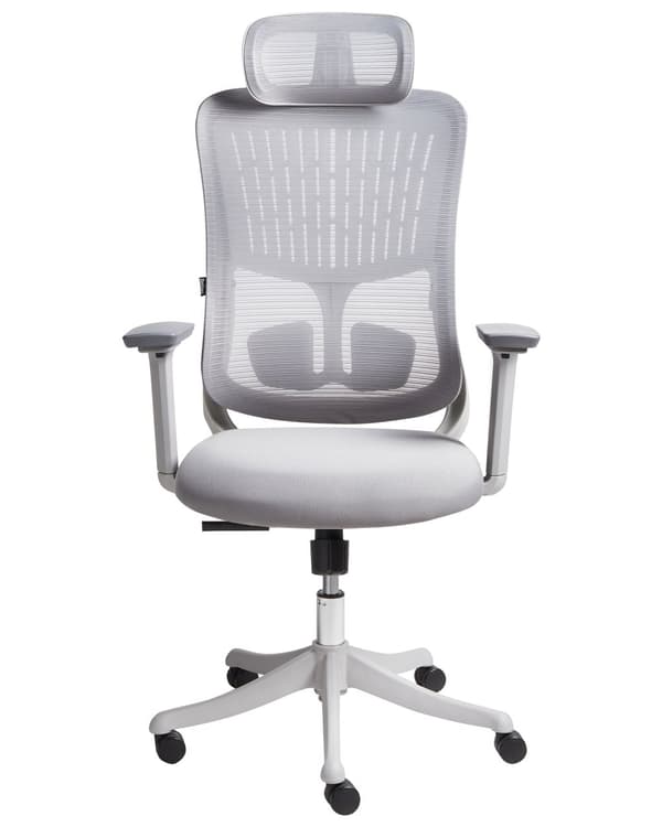 Kontorstol Grå Mesh 150 kg Ergonomisk Stol til Kontor med Nakkestøtte Computerstol med Armlæn Hjemmekontorstol med Vippefunktion