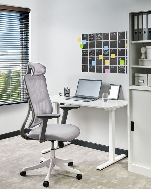 Kontorstol Grå Mesh 150 kg Ergonomisk Stol til Kontor med Nakkestøtte Computerstol med Armlæn Hjemmekontorstol med Vippefunktion