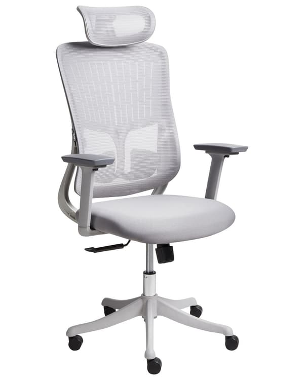Kontorstol Grå Mesh 150 kg Ergonomisk Stol til Kontor med Nakkestøtte Computerstol med Armlæn Hjemmekontorstol med Vippefunktion