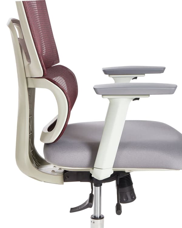 Kontorstol Mørkerød Mesh 150 kg Ergonomisk Stol til Kontor med Nakkestøtte Computerstol med Armlæn Hjemmekontorstol med Vippefunktion