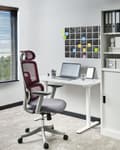 Miniatyrbillede 2 af 11: Kontorstol Mørkerød Mesh 150 kg Ergonomisk Stol til Kontor med Nakkestøtte Computerstol med Armlæn Hjemmekontorstol med Vippefunktion