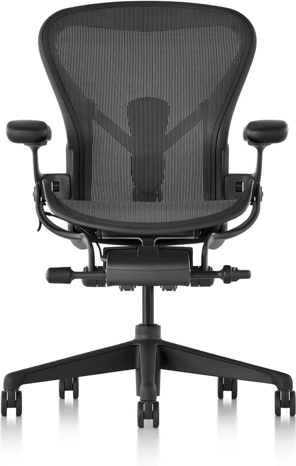 Herman Miller Aeron Remastered office chair, graphite, size B, depth-adjustable backrest