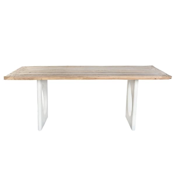 Matsalsbord Home ESPRIT Vit Naturell Återvunnet Trä Mangoträ 200 x 100 x 77 cm 200,5 x 100,5 x 77 cm