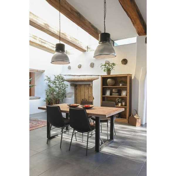 Spisebord Home ESPRIT Sort Natur Metal Mangotræ 200 x 100 x 76 cm