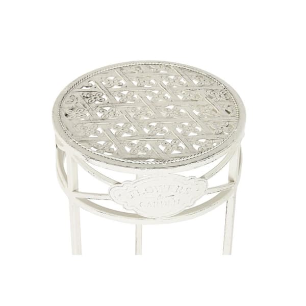 3-bordsset Home ESPRIT Vit 30,5 x 30,5 x 70 cm (3 Delar)