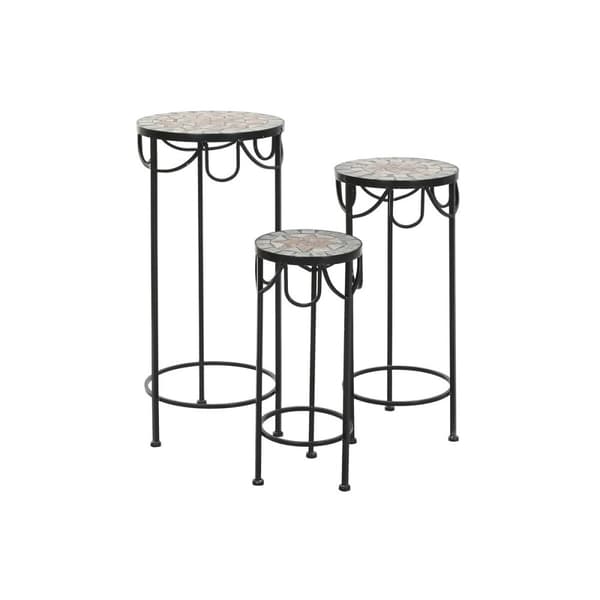 Set of 3 tables Home ESPRIT Musta 30 x 30 x 69 cm (3 Kappaletta)