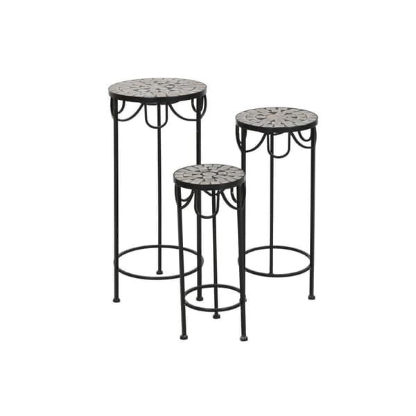 Set of 3 tables Home ESPRIT Musta 30 x 30 x 69 cm (3 Kappaletta)