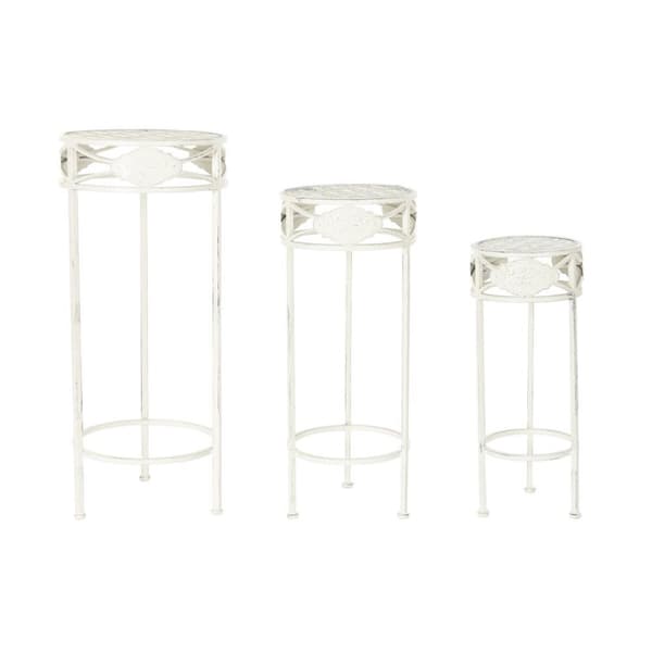 Set of 3 tables Home ESPRIT Valkoinen 30,5 x 30,5 x 70 cm (3 Kappaletta)