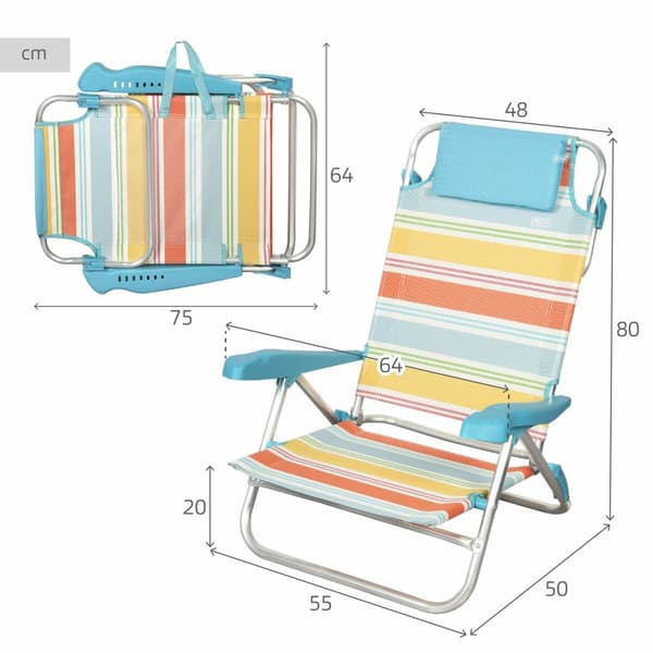 Strandstol Aktive Multicolour 48 x 90 x 60 cm (2 antal)