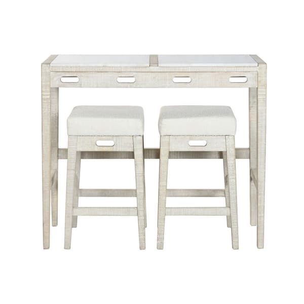 Pöytäsetti tuolilla Home ESPRIT Valkoinen Luonnollinen 112 x 40 x 96 cm