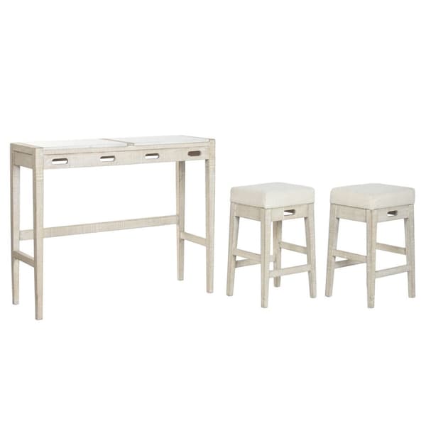 Pöytäsetti tuolilla Home ESPRIT Valkoinen Luonnollinen 112 x 40 x 96 cm