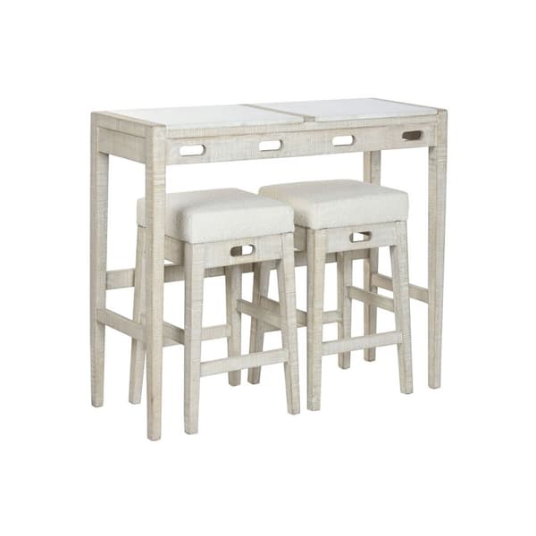 Pöytäsetti tuolilla Home ESPRIT Valkoinen Luonnollinen 112 x 40 x 96 cm