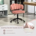 Miniatyrbild 7 av 9: Samtklädd kontorsstol med mjuk sits, 360° roterbar, justerbar höjd med en knapp, handflätad ryggstöd med hollow-back design, rosa