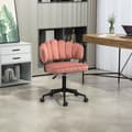 Miniatyrbild 2 av 9: Samtklädd kontorsstol med mjuk sits, 360° roterbar, justerbar höjd med en knapp, handflätad ryggstöd med hollow-back design, rosa
