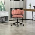 Miniatyrbild 1 av 9: Samtklädd kontorsstol med mjuk sits, 360° roterbar, justerbar höjd med en knapp, handflätad ryggstöd med hollow-back design, rosa