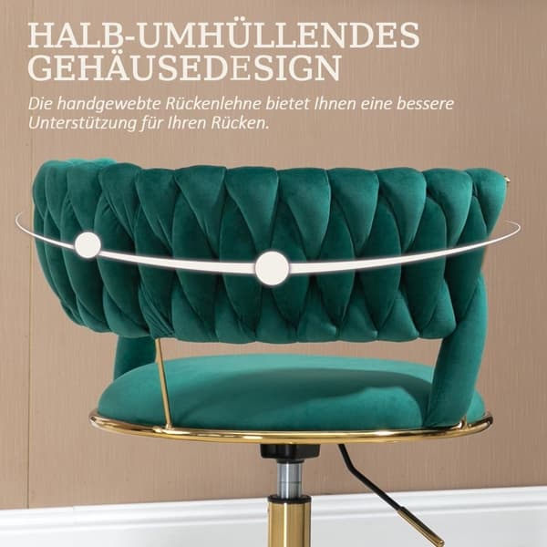 Velvet Computer Chair – Ergonominen työtuoli 360° kääntyvällä toiminnolla, säädettävällä korkeudella, käsin kudotulla selkänojalla ja reiällä