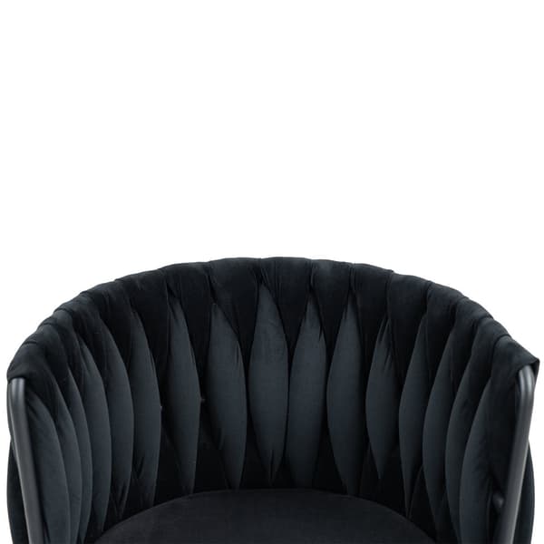 Velour skrivebordsstol, drejelig 360°, justerbar højde med One-Touch, ergonomisk lændestøtte, håndflettet ryg