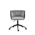 Miniatyrbillede 5 af 11: Velour skrivebordsstol, drejelig 360°, justerbar højde med One-Touch, ergonomisk lændestøtte, håndflettet ryg