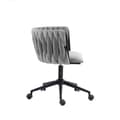 Miniatyrbillede 7 af 11: Velour skrivebordsstol, drejelig 360°, justerbar højde med One-Touch, ergonomisk lændestøtte, håndflettet ryg