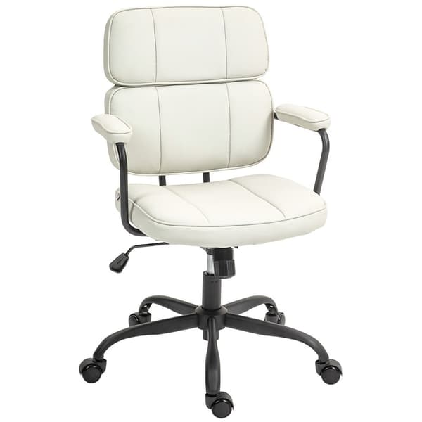 Rootz Justerbar kontorstol - skrivebordsstol - drejestol - 360 ° Rotatabel - 60,5 cm x 59 cm x 89-97 cm - Hvid