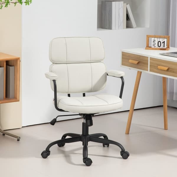 Rootz Justerbar kontorstol - skrivebordsstol - drejestol - 360 ° Rotatabel - 60,5 cm x 59 cm x 89-97 cm - Hvid