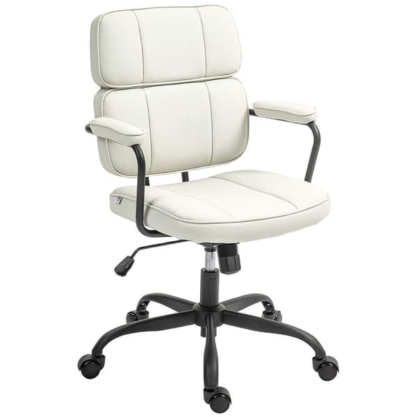 Rootz Justerbar kontorstol - skrivebordsstol - drejestol - 360 ° Rotatabel - 60,5 cm x 59 cm x 89-97 cm - Hvid