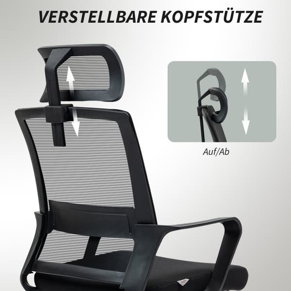 Rootz justerbar kontorsstol - Desk stol - Swivel stol - nackstöd - svart - 60 cm x 64 cm x 102-112 cm