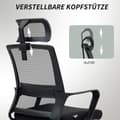 Miniatyrbild 5 av 10: Rootz justerbar kontorsstol - Desk stol - Swivel stol - nackstöd - svart - 60 cm x 64 cm x 102-112 cm
