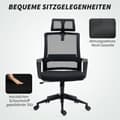 Miniatyrbild 7 av 10: Rootz justerbar kontorsstol - Desk stol - Swivel stol - nackstöd - svart - 60 cm x 64 cm x 102-112 cm