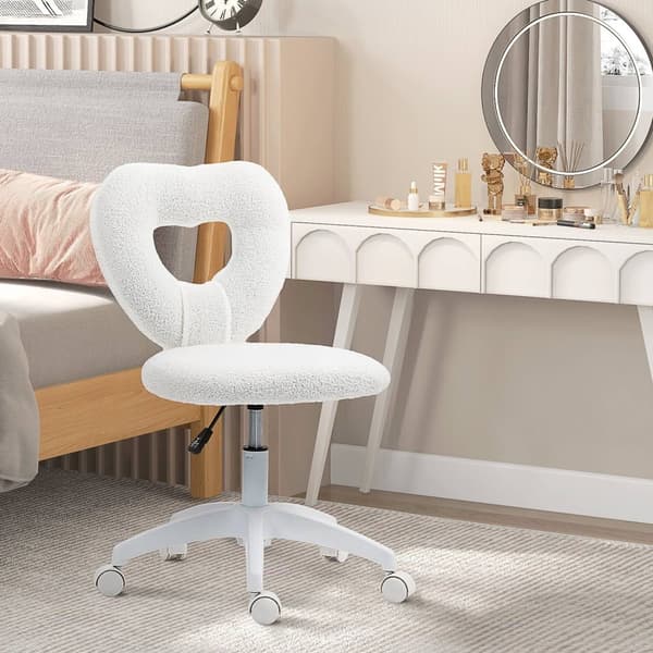 Rootz Desk Stol - Kontorstol - Hjerteformet ryglæn - Hyggeligt Teddy Fleece - 45 cm x 56 cm x 78-88 cm