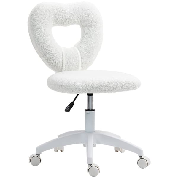 Rootz Desk Stol - Kontorstol - Hjerteformet ryglæn - Hyggeligt Teddy Fleece - 45 cm x 56 cm x 78-88 cm