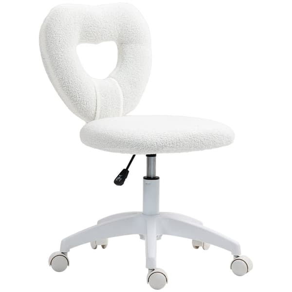 Rootz Desk Stol - Kontorstol - Hjerteformet ryglæn - Hyggeligt Teddy Fleece - 45 cm x 56 cm x 78-88 cm