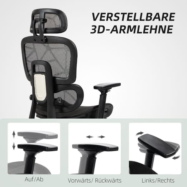 Rootz ergonomisk kontorstol - skrivebordstol - Justerbar rulle stol - overlegen komfort - 66x64x114-122cm, sort