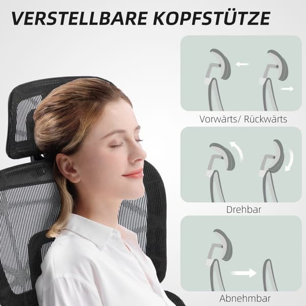Rootz ergonomisk kontorstol - skrivebordstol - Justerbar rulle stol - overlegen komfort - 66x64x114-122cm, sort