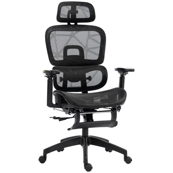 Rootz ergonomisk kontorstol - skrivebordstol - Justerbar rulle stol - overlegen komfort - 66x64x114-122cm, sort