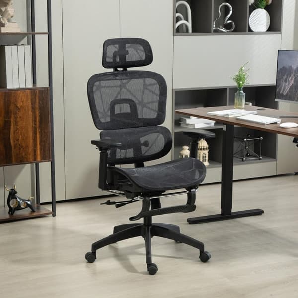 Rootz ergonomisk kontorstol - skrivebordstol - Justerbar rulle stol - overlegen komfort - 66x64x114-122cm, sort