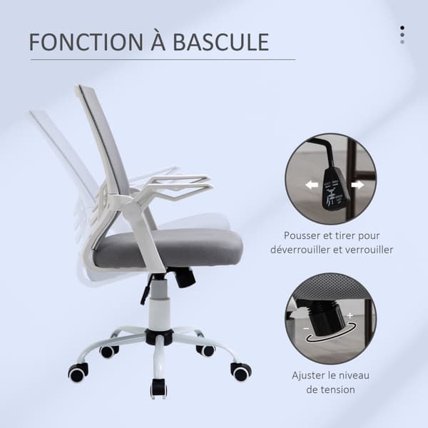 Rootz Ergonomic Office Stol - Mesh Office Stol - Justerbar drejestol - Lumbar Support - 62,5 cm x 55 cm x 94-104 cm, grå
