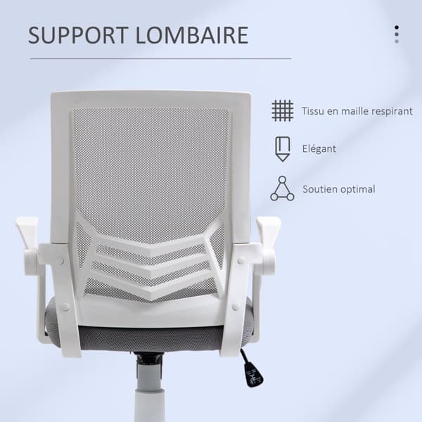 Rootz Ergonomic Office Stol - Mesh Office Stol - Justerbar drejestol - Lumbar Support - 62,5 cm x 55 cm x 94-104 cm, grå