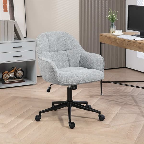 Rootz ergonomisk kontorstol - drejelig stol - justerbar stol - polstret komfort - 63x66x86-96 cm - grå linneddæksel