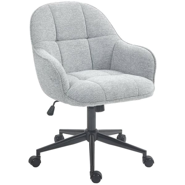 Rootz ergonomisk kontorstol - drejelig stol - justerbar stol - polstret komfort - 63x66x86-96 cm - grå linneddæksel