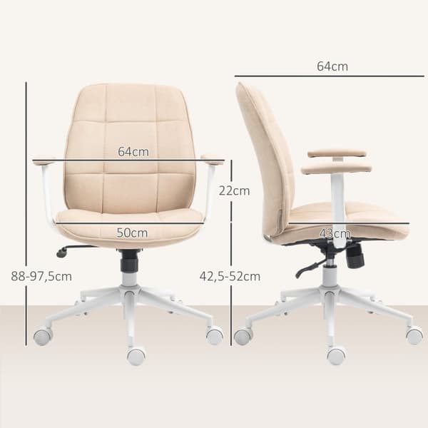 Rootz Ergonomic Office Chair - Desk stol - Swivel Chair - Höjd justerbar, 360 ° rotation, brunt linne - 64 cm x 66 cm x 88-97,5 cm