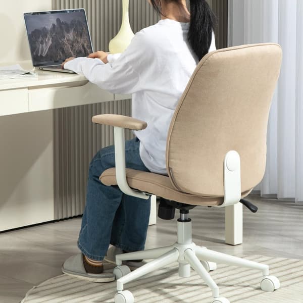 Rootz Ergonomic Office Chair - Desk stol - Swivel Chair - Höjd justerbar, 360 ° rotation, brunt linne - 64 cm x 66 cm x 88-97,5 cm