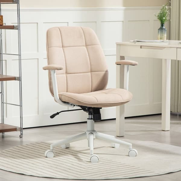 Rootz Ergonomic Office Chair - Desk stol - Swivel Chair - Höjd justerbar, 360 ° rotation, brunt linne - 64 cm x 66 cm x 88-97,5 cm
