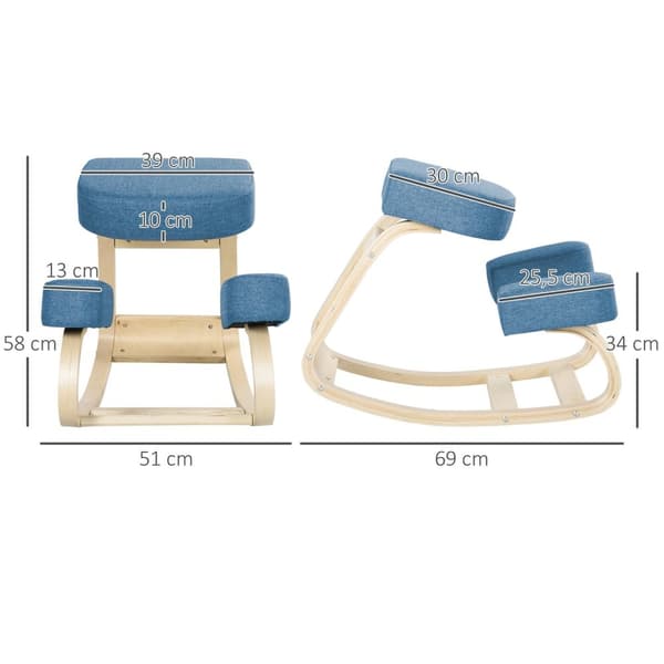 Rootz ergonominen polvituoli - keinutuoli - asentotuoli - vähentää selkäkipuja - 51 cm W x 69cm t x 58cm H