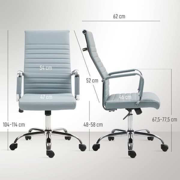 Rootz Ergonomic Office -tuoli - kääntyvä tuoli - Säädettävä tuoli - Synteettinen nahka - Mukavuus ja tyyli - 54x62x104-114cm