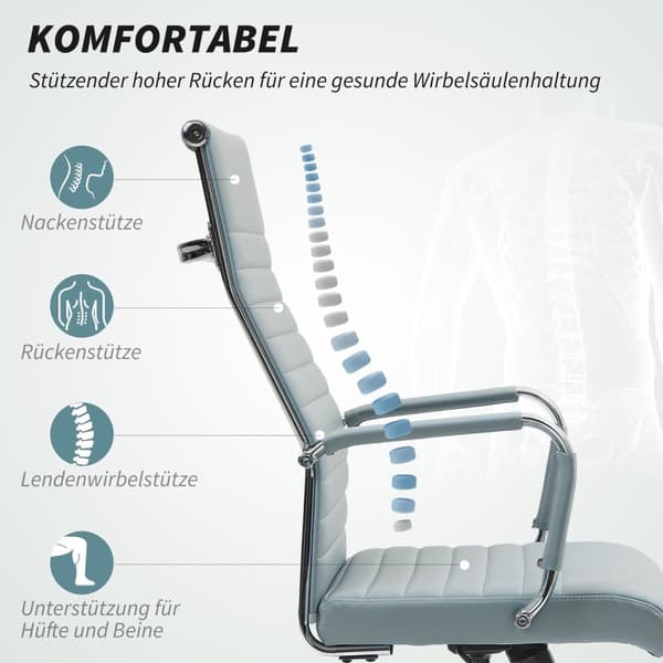 Rootz Ergonomic Office -tuoli - kääntyvä tuoli - Säädettävä tuoli - Synteettinen nahka - Mukavuus ja tyyli - 54x62x104-114cm