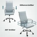 Pikkukuva 7 / 10: Rootz Ergonomic Office -tuoli - kääntyvä tuoli - Säädettävä tuoli - Synteettinen nahka - Mukavuus ja tyyli - 54x62x104-114cm