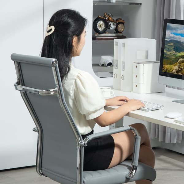 Rootz Ergonomic Office -tuoli - kääntyvä tuoli - Säädettävä tuoli - Synteettinen nahka - Mukavuus ja tyyli - 54x62x104-114cm