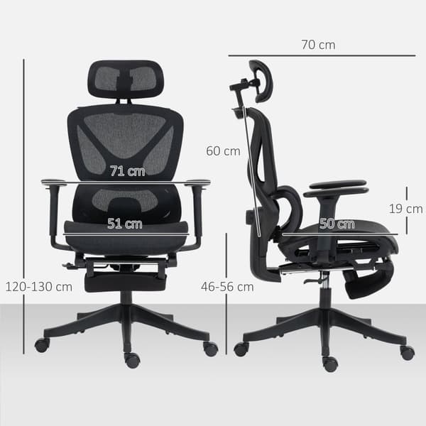 Rootz Ergonomic Office Chair - Desk ordförande - Justerbar stol - Ultimate Comfort - 71x70x120-130cm