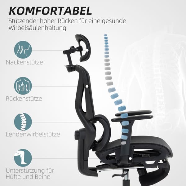Rootz Ergonomic Office Chair - Desk ordförande - Justerbar stol - Ultimate Comfort - 71x70x120-130cm